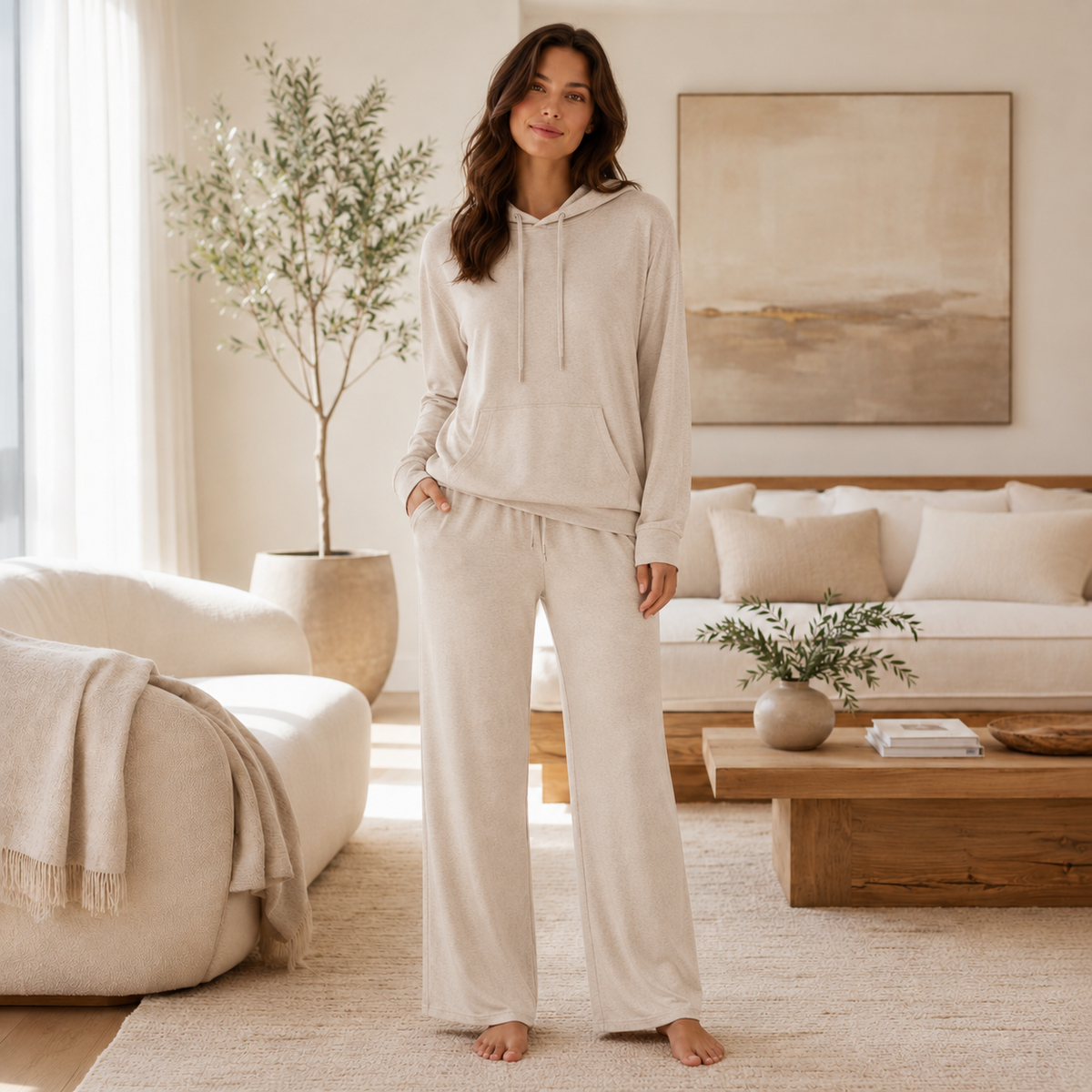 GORVENLIA™ Weekend Fleece Lounge Set — Women's Relaxed Hoodie & Straight-Leg Sweatpants