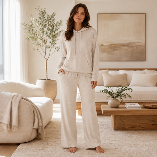 GORVENLIA™ Weekend Fleece Lounge Set — Women's Relaxed Hoodie & Straight-Leg Sweatpants